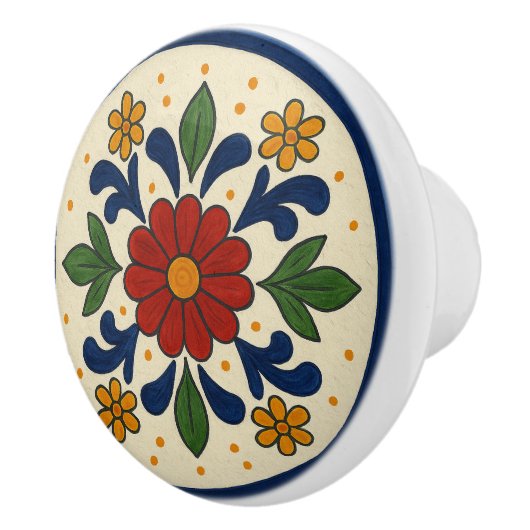 Vrolijke Mexicaanse Talavera Folk Bloemen Keramisc Keramische Knop (Rechts)
