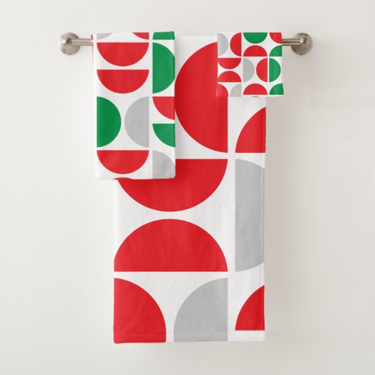 Vrolijke Mid Century Holiday Tegels Bad Handdoek (Insitu)