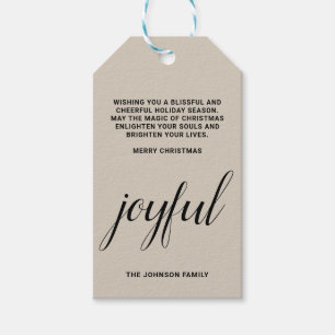 Vrolijke minimale feestdagen Kerstmis Cadeaulabel