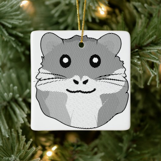 Vrolijke minimalistische hamster keramisch ornament (Boom)