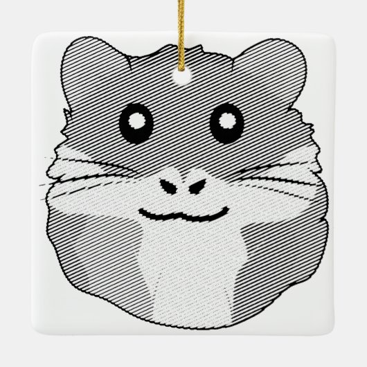 Vrolijke minimalistische hamster keramisch ornament (Achterkant)