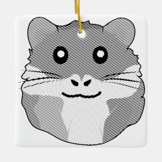 Vrolijke minimalistische hamster keramisch ornament (Voorkant)
