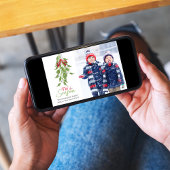 Vrolijke Mistletoe Een foto Kerstmis Feestdagenkaart