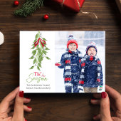 Vrolijke Mistletoe Een foto Kerstmis Feestdagenkaart