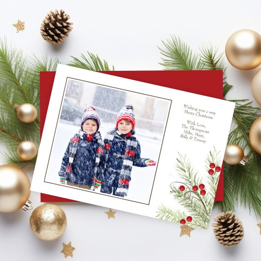 Vrolijke Mistletoe Schattige Een Foto Kerstmis Feestdagenkaart