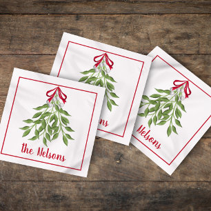 Vrolijke Mistletoe witte bessen Servet