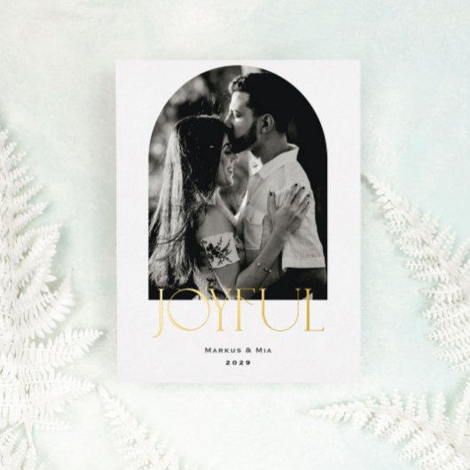 Vrolijke moderne boog folie feestdagenkaart