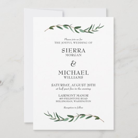 Vrolijke moderne botanische bruiloft kaart (Voorkant)