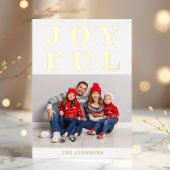 Vrolijke moderne foto Kerstmis Goud Folie Feestdagenkaart