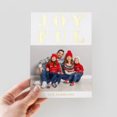 Vrolijke moderne foto Kerstmis Goud Folie Feestdagenkaart