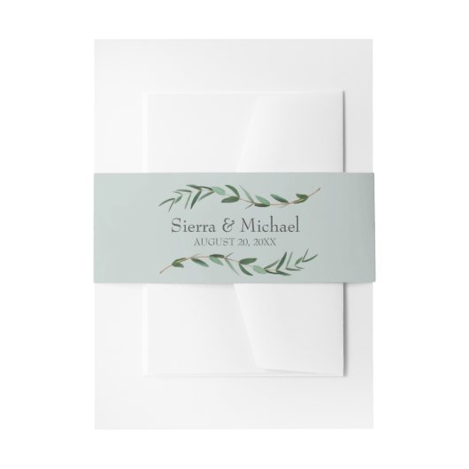 Vrolijke Moderne Groene Botanische Bruiloft Uitnodigingen Wikkel (Voorkant Voorbeeld)