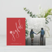 Vrolijke moderne handgeschreven script foto vakant feestdagenkaart (Staand voorkant)