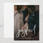 Vrolijke moderne kerst handgeschreven script foto feestdagenkaart (Voorkant / Achterkant)