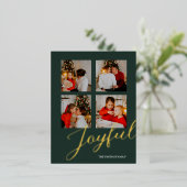 Vrolijke Moderne Minimalistische Groen Gouden Scri Folie Feestdagen Briefkaart (Staand Voorkant)