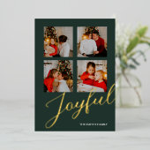 Vrolijke Moderne Minimalistische Groen Gouden Scri Folie Feestdagenkaart (Staand Voorkant)