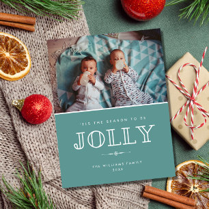 Vrolijke moderne theefamiliefoto kerst feestdagenkaart