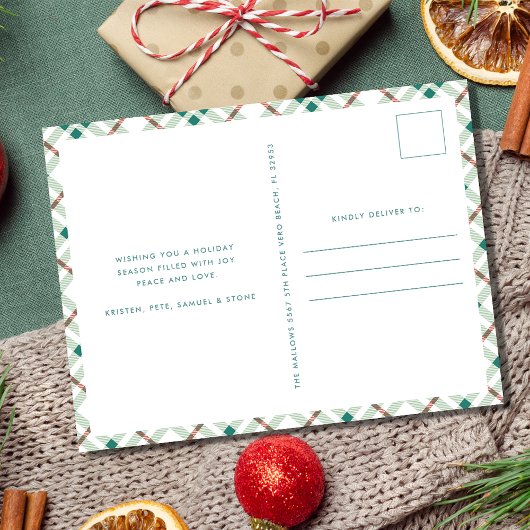 Vrolijke moderne theefamiliefoto kerst feestdagenkaart