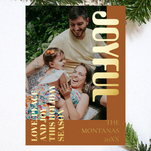 Vrolijke moderne vakantie familie foto Gingerbread Folie Feestdagenkaart
