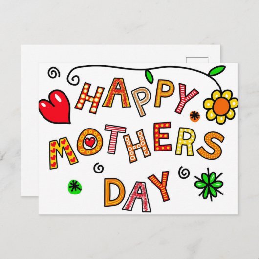 vrolijke moederdag briefkaart (Voorkant / Achterkant)