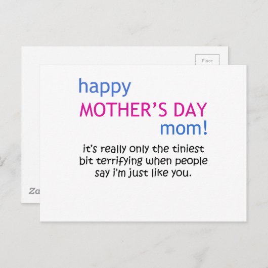 vrolijke moederdag briefkaart (Voorkant / Achterkant)