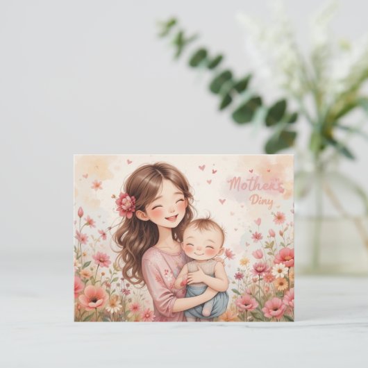 Vrolijke moederdag! feestdagenkaart (Staand voorkant)