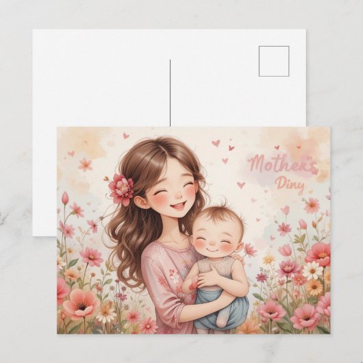 Vrolijke moederdag! feestdagenkaart (Voorkant / Achterkant)