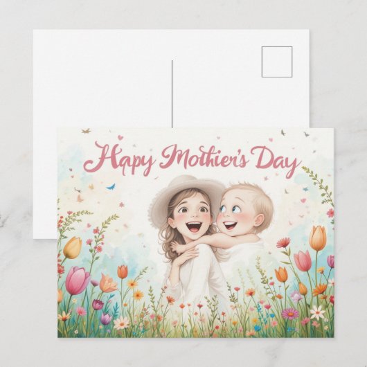 Vrolijke moederdag! feestdagenkaart (Voorkant / Achterkant)