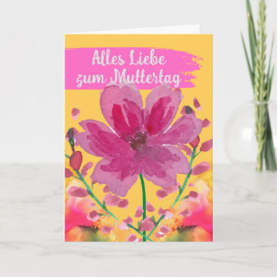 Vrolijke moederdag in de Duitse Waterverf bloemen Kaart