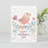 Vrolijke Moederdag kaart voor een vogel (Staand voorkant)