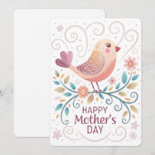 Vrolijke Moederdag kaart voor een vogel (Voorkant / Achterkant)
