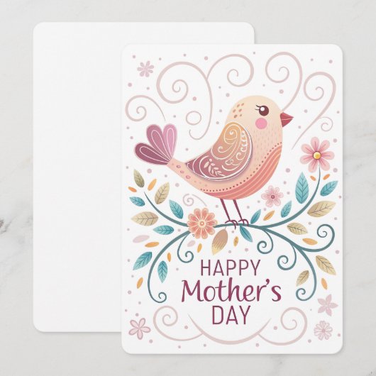 Vrolijke Moederdag kaart voor vogels (Voorkant / Achterkant)