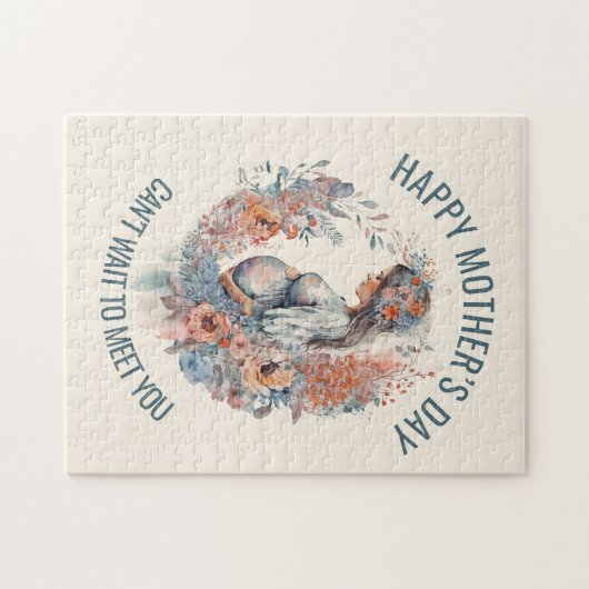 Vrolijke moederdag mama om Florale Waterverf te zi Legpuzzel (Horizontaal)