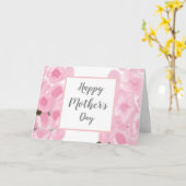 Vrolijke moederdag roze bloemen kaart (Gele Bloem)