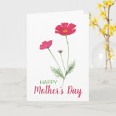 Vrolijke moederdag Roze Waterverf Floral Kaart (Gele Bloem)