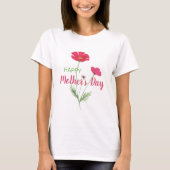 Vrolijke moederdag Roze Waterverf Floral T-shirt (Voorkant)