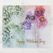 Vrolijke moederdag sparkling wijnetiket (Enkel label)