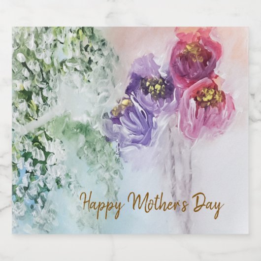 Vrolijke moederdag sparkling wijnetiket (Enkel label)