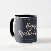 Vrolijke moeders dag bedrukte zwarte mok (Voorkant links)