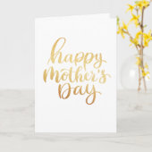 Vrolijke moeders dag. Goud eenvoudig script kallig Kaart (Gele Bloem)