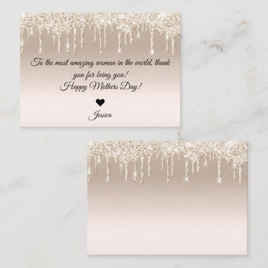 vrolijke moeders dag gouddruppels notitiekaartje (Voorkant / Achterkant)