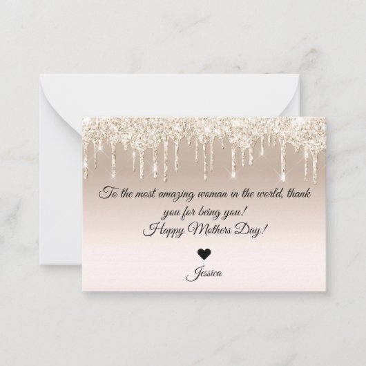 vrolijke moeders dag gouddruppels notitiekaartje