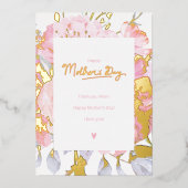 Vrolijke moeders dag - ik hou van je moeder folie feestdagenkaart (Voorkant)