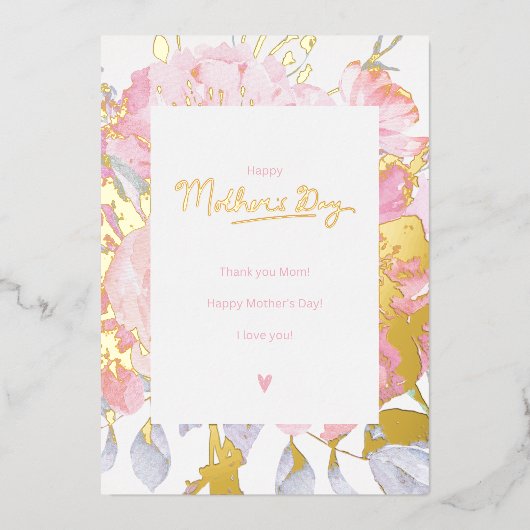 Vrolijke moeders dag - ik hou van je moeder folie feestdagenkaart (Voorkant)