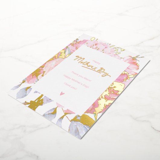 Vrolijke moeders dag - ik hou van je moeder folie feestdagenkaart (Gedraaid)