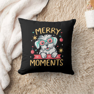 Vrolijke Momenten met Maltese Hond Kerstfeest Kussen