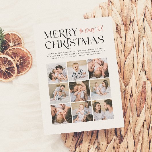 Vrolijke momenten | Moderne Kerst 9 Fotocollage Feestdagenkaart