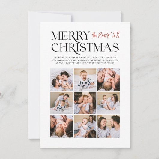 Vrolijke momenten | Moderne Kerst 9 Fotocollage Feestdagenkaart (Voorkant)