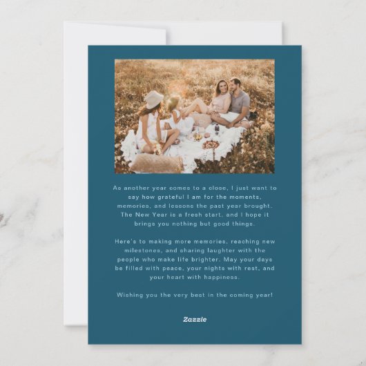 Vrolijke momenten samen Blauwgroen kerstfoto Feestdagenkaart (Achterkant)