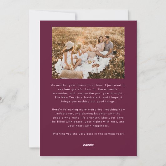 Vrolijke momenten samen Cranberry kerstfoto Feestdagenkaart (Achterkant)