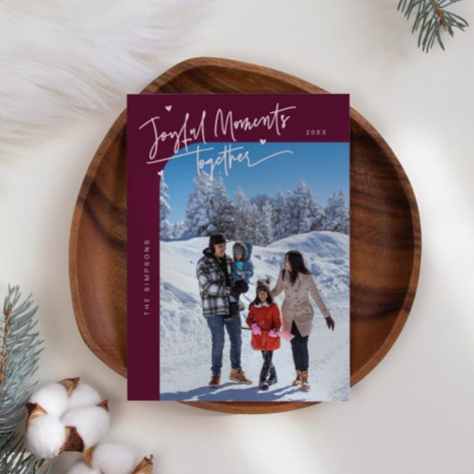 Vrolijke momenten samen Cranberry kerstfoto Feestdagenkaart